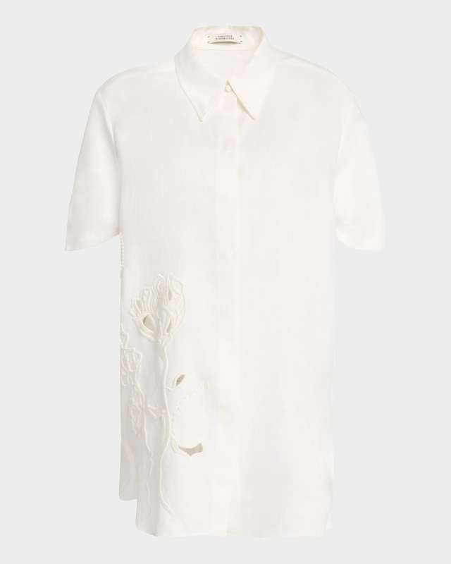 Embroidered Beauty Button-Down Blouse